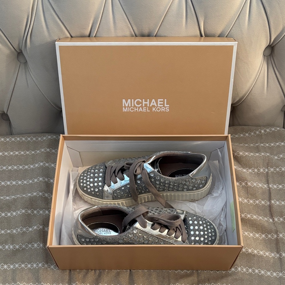 Michael Kors Silver and Gray Women's Sneakers